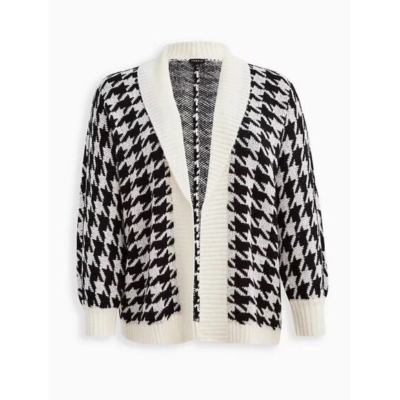 Torrid Black White Houndstooth Shawl Cardigan Plus Size 1X - Picture 8 of 8